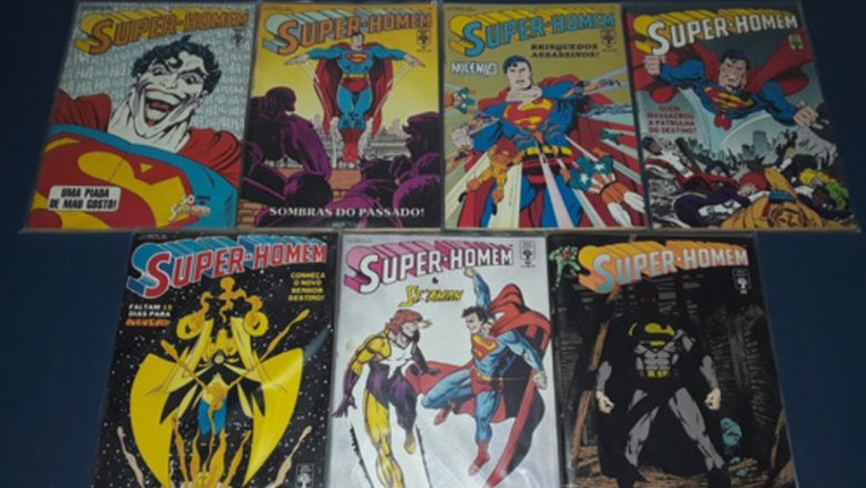 Na foto, quadrinhos da DC de uma série sobre o Super Homem